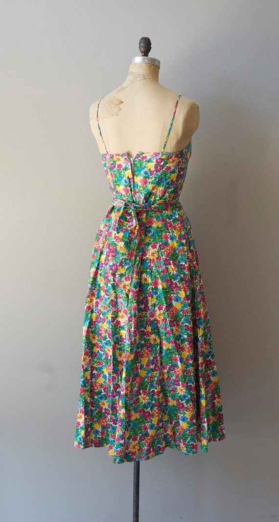 floral print dress / 80s floral sundress / strapless