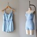 1960s swimsuit / vintage 60s bathing suit / Geometric Periwinkle playsuit