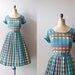 1950s dress / 50s dress / Crayola Plaid dress