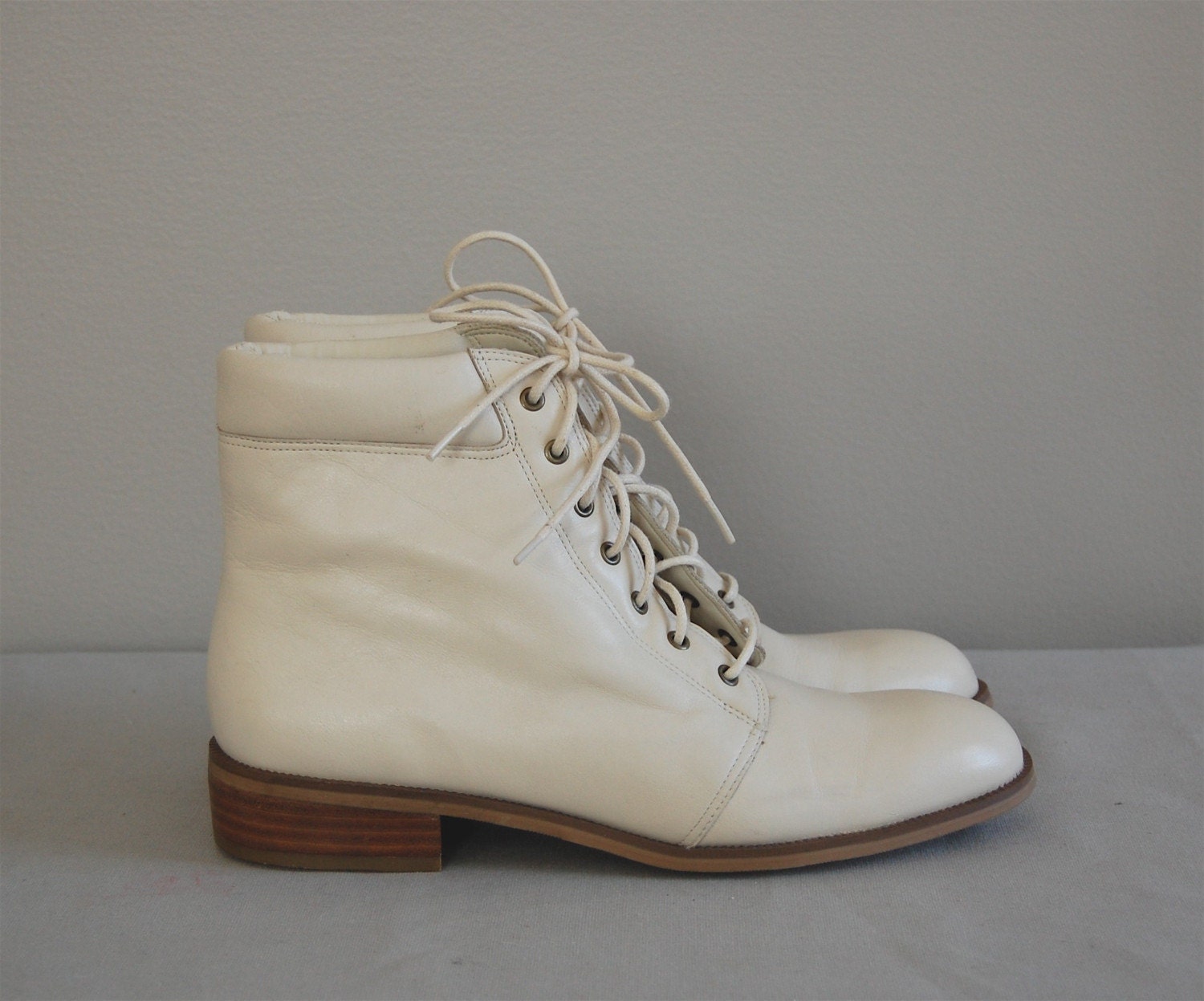 vintage CREAM Granny Ankle Boots