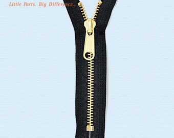 5 inch Black YKK Number 5 Brass Zipper - HANDBAG - Open Top and Closed Bottom - New Design