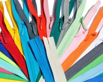 YKK Zipper-Twelve 18 inch YKK Conceal - Invisible Assortment - to match your bright, light, and neutral designer fabrics