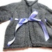 Baby sweater- cardigan in gray with lavender tie ribbon- 6-9 months size