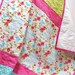 RESERVED FOR VICTORIA Baby girl quilt- " garden song" in pink, turquoise, green- birds, bird cages, butterflies, roses crib quilt