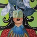 mixed media assemblage collage painting original masked lady