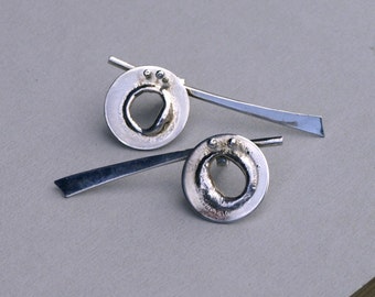 sterling silver organic earrings Handmade in france MADE TO ORDER