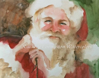santa christmas decor santa Christmas decoration Santa Claus PRINT Santa Painting of Santa Claus Watercolor Santa watercolor gift for mom