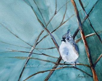 bird Picture bird watercolor painting bird bluebird Art PRINT Watercolor Bluebird Painting Blue bird turquoise Tufted Bird Painting