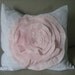 18x18 inch So Shabby and Chic Linen French Rose Pillow in White and Light Pink 18x18
