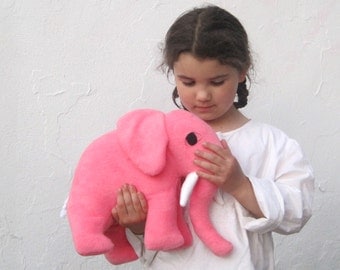 Giant Elephant TOY Stuffed Animal in Sweet Pink / Petaluma the all-natural eco friendly stuffie baby toy - nursery decor