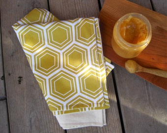 ORGANIC Baby Burp Cloths in Fall Gold Honey Bees Set of 2 for Modern Eco Friendly Kids
