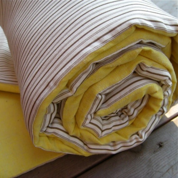 organic nap mat / modern eco kids yellow and brown stripes