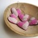eco friendly heart felts ornaments decor set of 5 / striped candy pink and cream