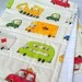 organic baby quilt in white mod traffic cars / eco friendly bedding in vehicles autos (LAST 1)