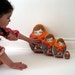 Matryoshkas DOLLS Set of 4 Plush Eco Friendly Stuffed Toys - Sweet Softies - Baby Girls Nusery Decor Pillows in Orange