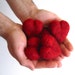 Handful of Red Hearts Wool Pebbles - SET of 5 Five in Deep Red Garnet - Father's Day Love and Wedding Decor