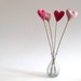 honeysuckle pink hearts flower stems set of 4 / eco friendly table love decor wedding favors (READY TO SHIP)