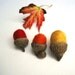 felted ACORNS home decor set of 12 / maple leaf-inspired autumn woodland decorations / eco friendly auburn orange, red and yellow