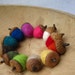 wool acorns felted rainbow SET of 12 / rustic eco friendly table and wedding decor - hostess favours gift