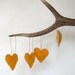 RESERVED felt ornament heart felts SET of 4 mustard yellow / rustic wool love autumn tree decorations