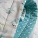Organic Baby QUILT for Modern Kids - Sky Blue Birds and Polka Dots in Aqua and White by SewnNatural (last 1)