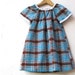 RESERVED - The Ramona Dress - Girls Summer Dress in Blue and Brown Plaid 5T / Handmade with Upcycled 1970s Vintage Gingham Seersucker