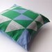 silk throw pillow cover - geometric mod vintage Vera scarf cushion / 1960s Op Art in blue green diamonds (ready to ship) gift idea for men