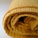 honey organic baby quilt / handmade kids bedding in striped classic camel nougat brown