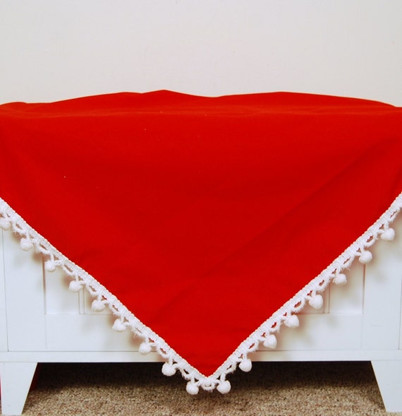 trim pom tablecloth pom Tablecloth Pom CheekyVintageCloset Pom Red with Vintage by White