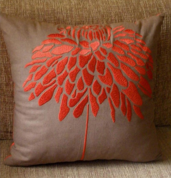 Peony FLower Throw Pillow Cover 18 x 18 inches Linen