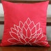 Red and White Lotus Embroidery Pillow Cover