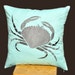 Crab Pillow Cover, Decorative Pillow, Cushion Cover, Light Blue Pillow, 18 x 18, Gray Crab Embroidery, Nautical