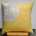 Yellow White Decorative Pillow Cover, White Flock Flower on Yellow Linen Pillow, Accent Pillow Yellow, Cushion Cover, Pillow Case 18 x 18