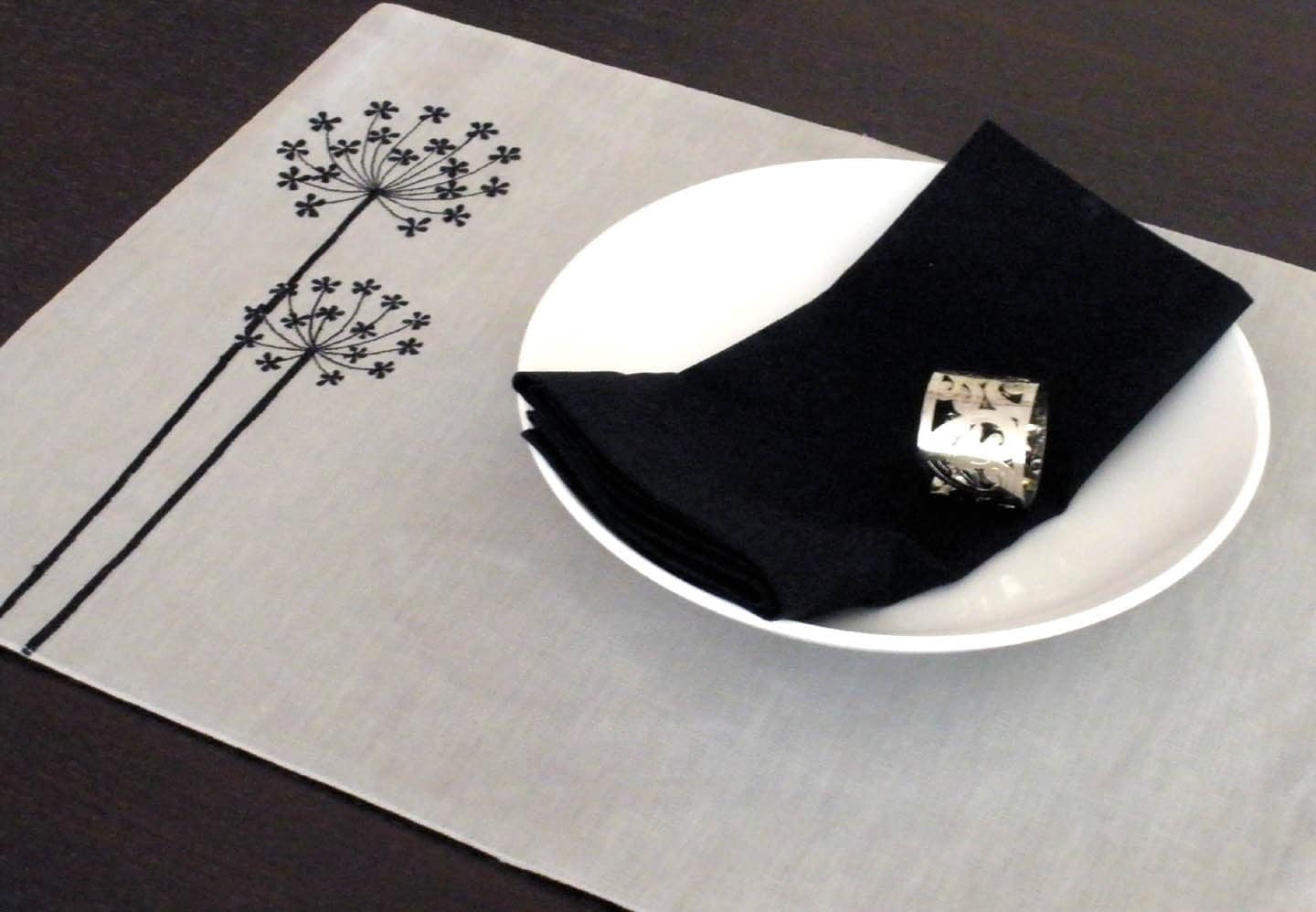 Gray and Black Queen Ann Placemat Set of 4