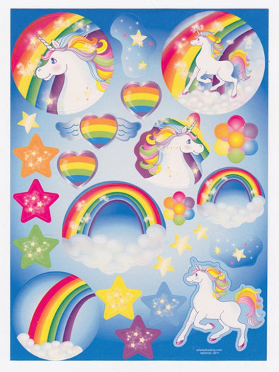 rare beautiful rainbow unicorn large sticker sheet by missmidie