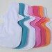 Cloth menstrual pad, eco bamboo fleece, heavy flow/night, light flow and spotty day, 10, 11 and 12 inch, set of 7