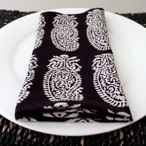 Items similar to Block Printed Cotton Napkins, Set of 4 on Etsy