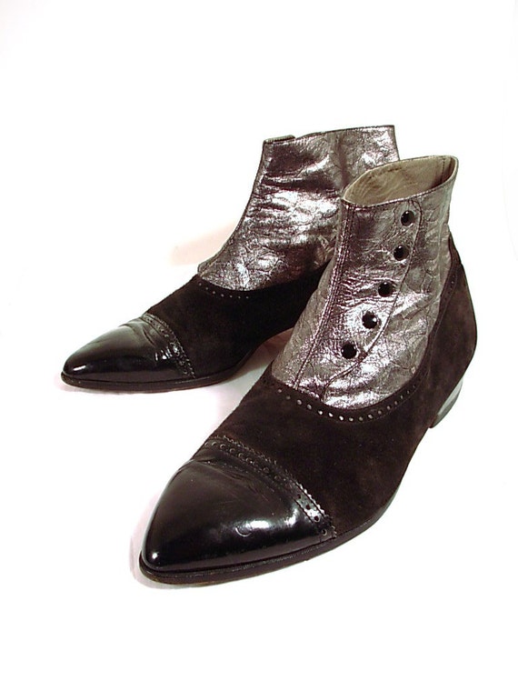 Vintage mens 1980s ankle boots Silver Sz 10.5us avant garde