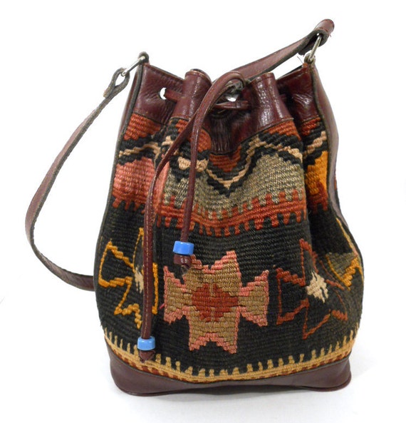 Southwest Native American Indian Rug Bucket Bag
