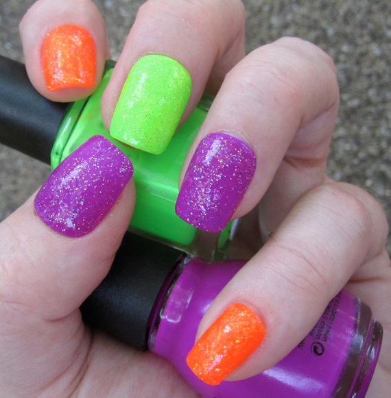 Items similar to Made To Order Neon Glitter Bomb Nail Art ...