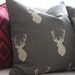 RESERVED Designer Gray and White Stag Silhouette Pillow Cover 16"x16"