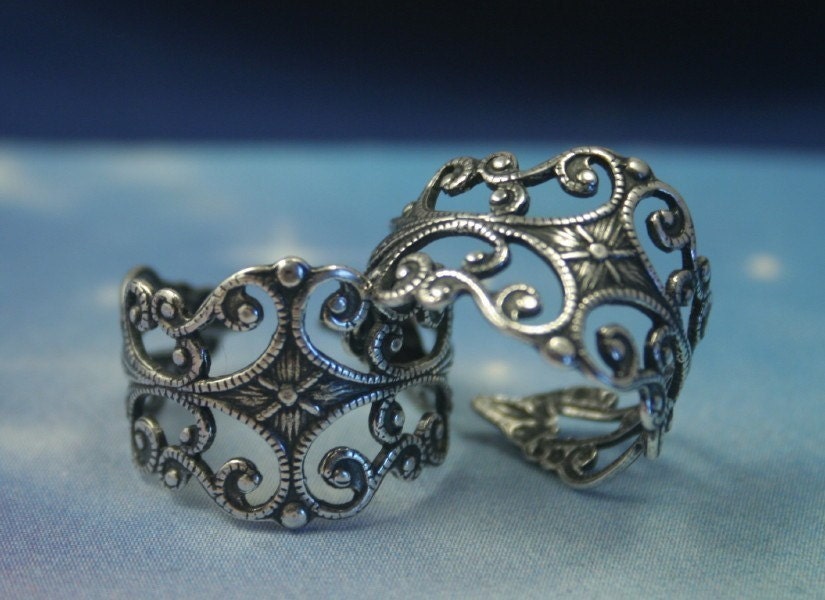 Antiqued sterling silver plated Brass by SilverMoonGalleria