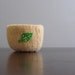fuzzy tan felted wool bowl with eco felt green leaf