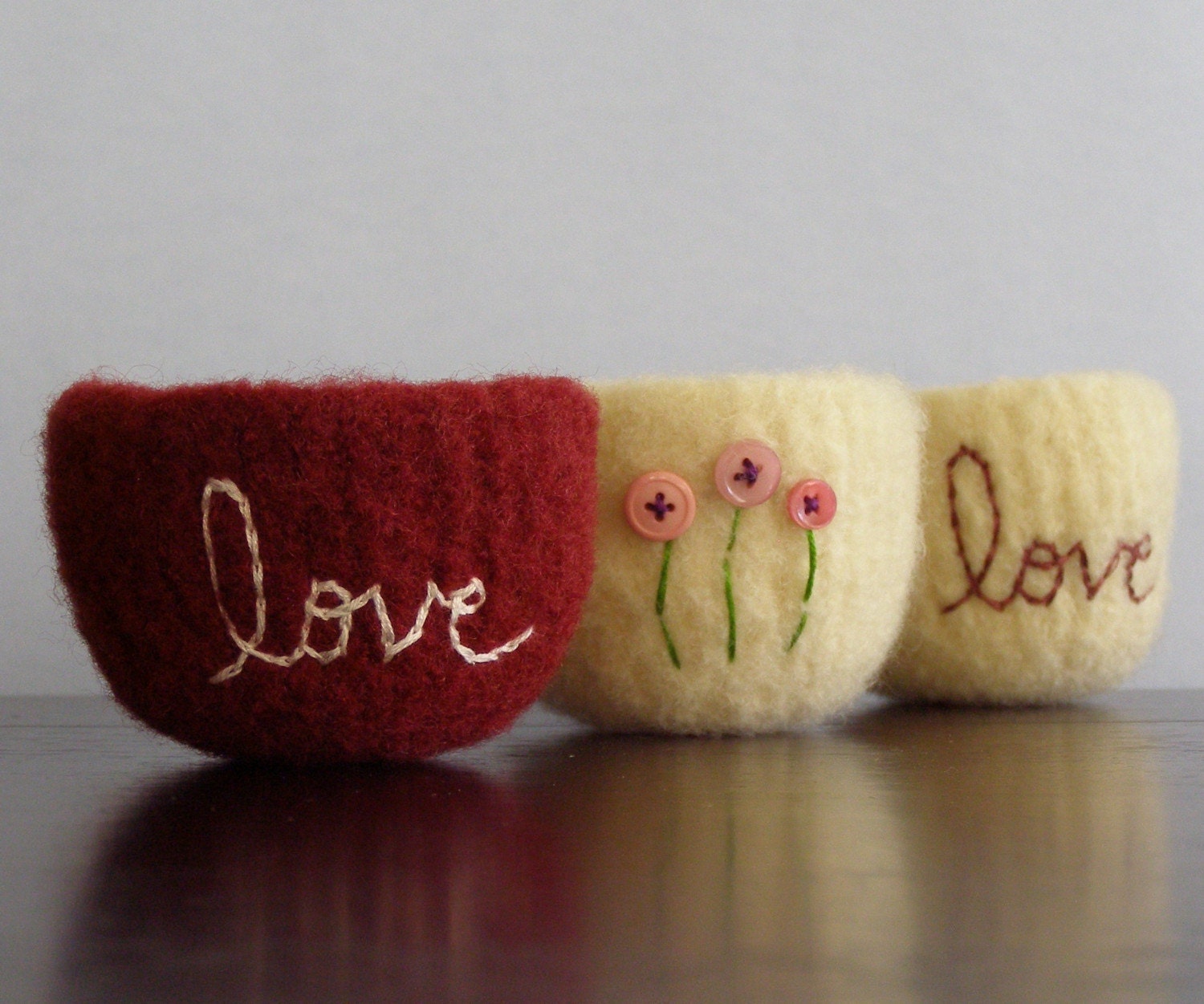 Personalized felted wool bowl fuzzy soft felted wool bowl