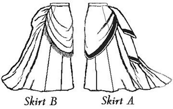 Victorian Ladies 1870 Trained Skirt ensemble Sewing pattern by HeritageFashionsVA steampunk buy now online