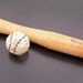 Vintage Miniature Wooden Bat and Paper Ball Made in Japan 1950s 3 pieces