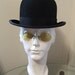 Quirky Black Derby Hat Vintage Emerson 30s 40s Bowler Man Woman 6 3/4 S Dapper Steampunk Victorian