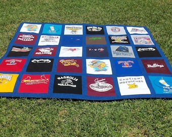 Custom Full Size Tshirt Memory Quilt made with your own 25 Tshirts