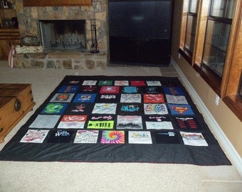 Tshirt Memory Quilt made with your own Tee Shirts 25 to 30 for a Queen Size Quilt