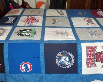 Custom Queen Size Tshirt Memory Quilt made with your own Tee Shirts 25 to 30